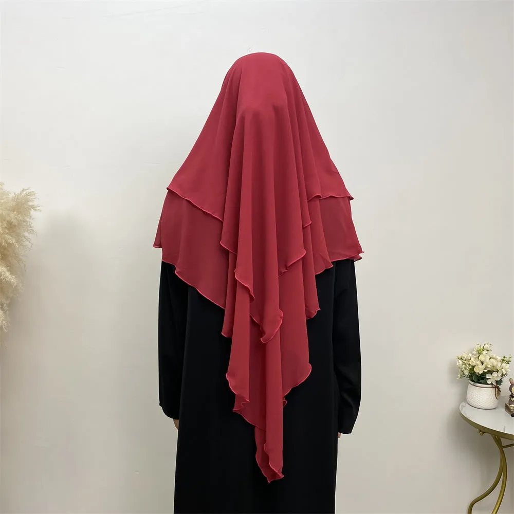 2305 high quality two layers khimar hijab