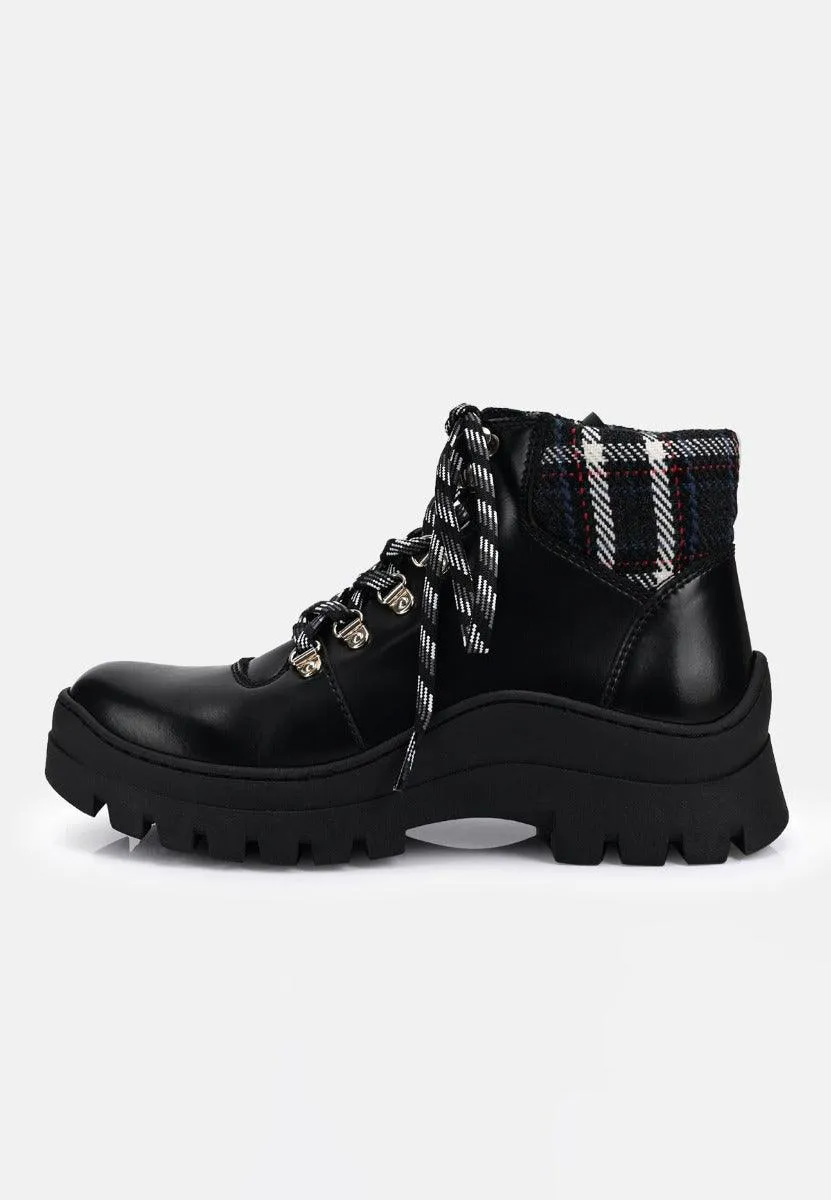 ALOHAS Danny Vegan Black Check Boot - Black