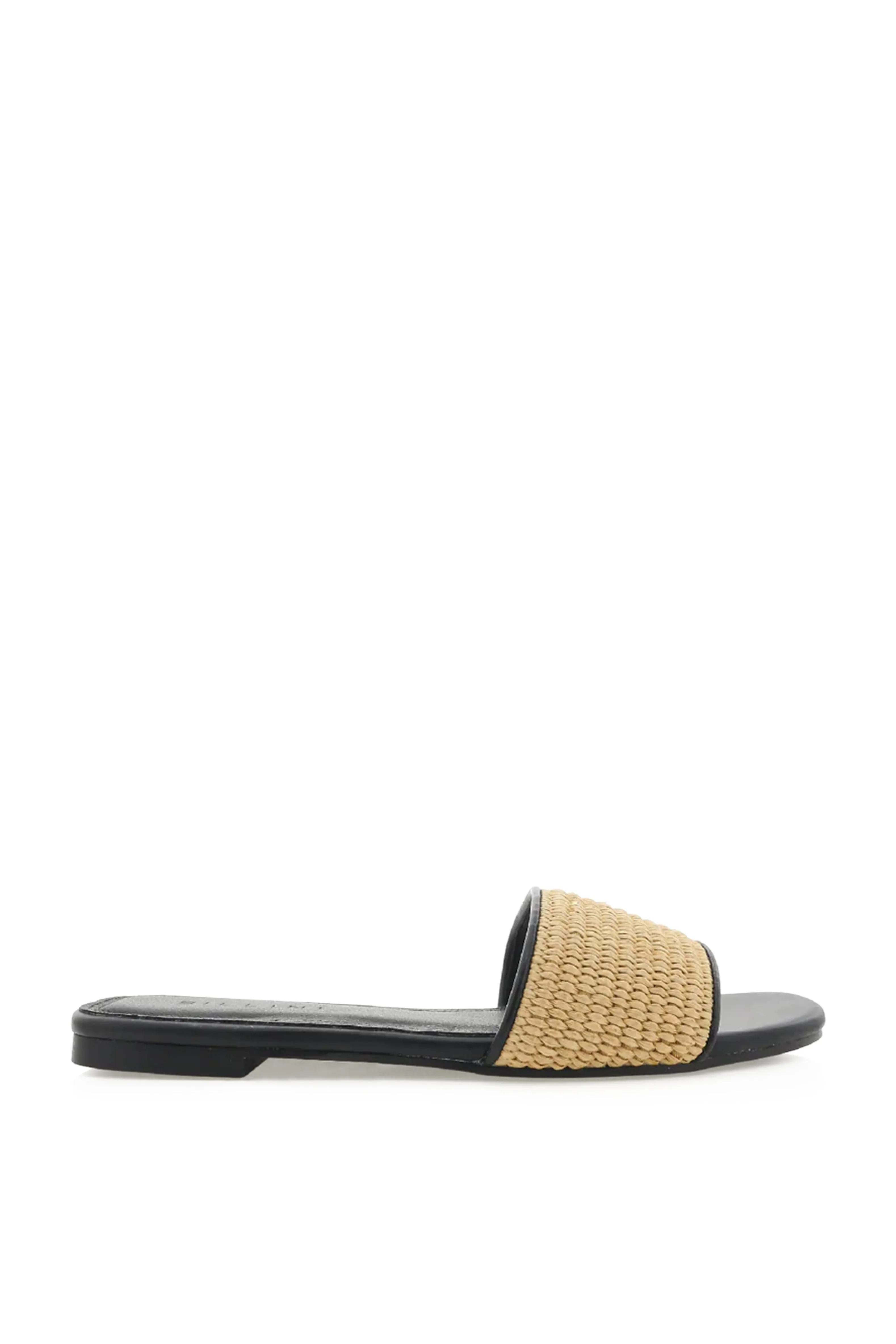 BILLINI | Pakuna Flat Sandal - Natural Raffia Black