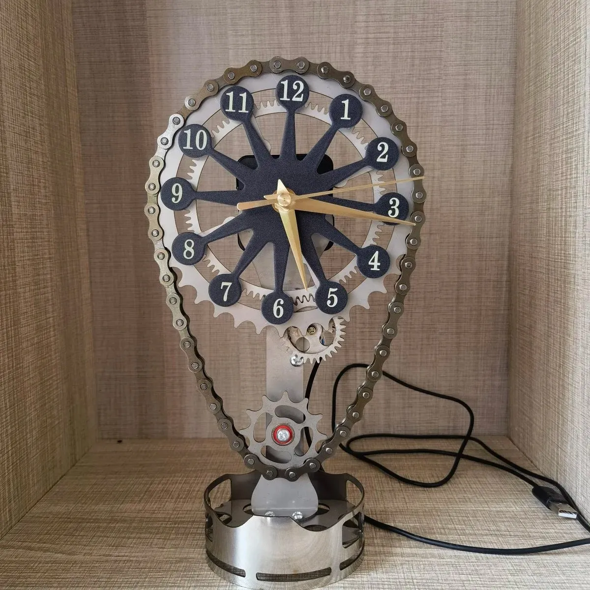 Block Timing Chain Clock - Metal Edition Rotating Gear Clock