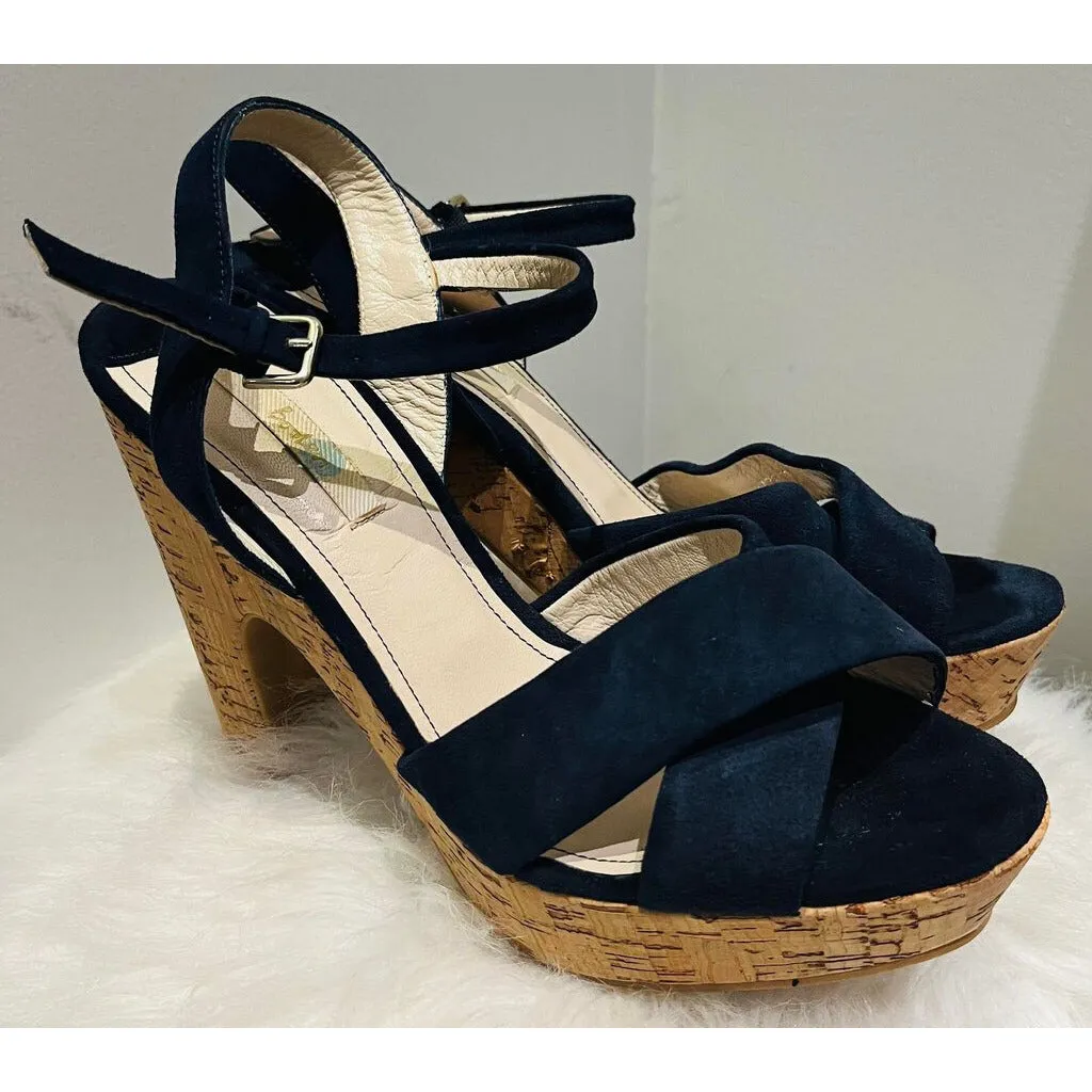 Boden Heeled Platform Suede Sandals - Size 39