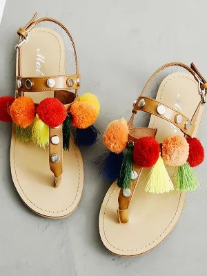 Bohemian Buckle Tassel Flat Sandals