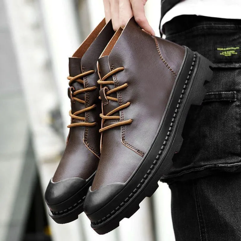 Breathable Leather Business Sneakers Boots Men's Casual Shoes JOS1011