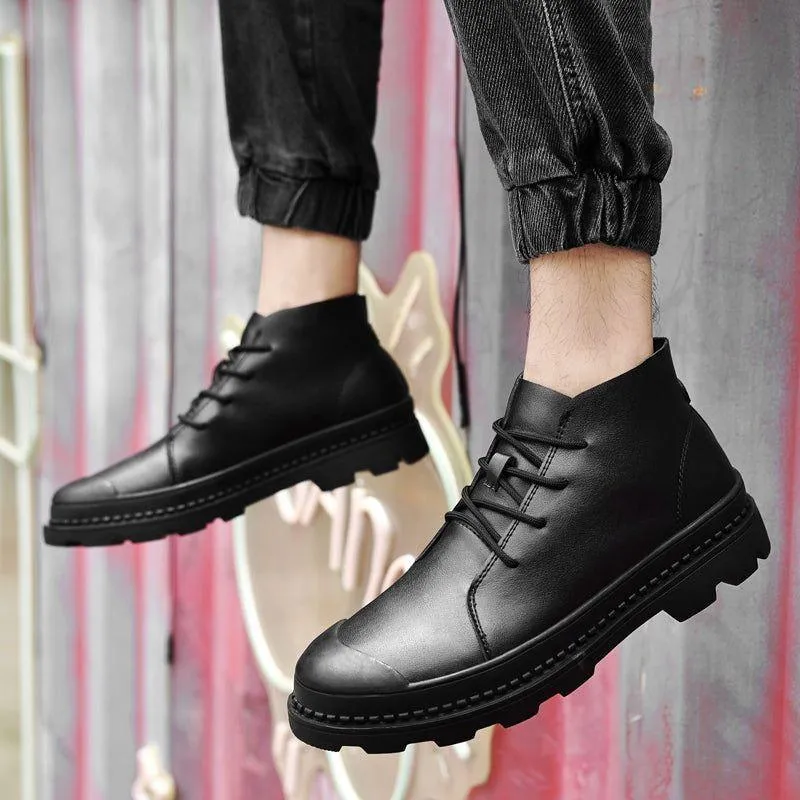 Breathable Leather Business Sneakers Boots Men's Casual Shoes JOS1011