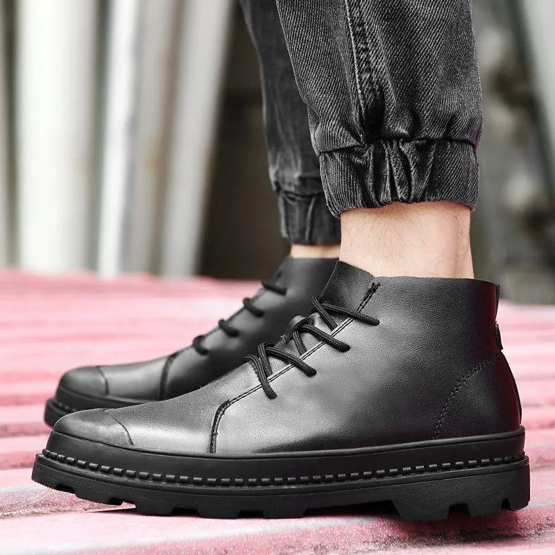 Breathable Leather Business Sneakers Boots Men's Casual Shoes JOS1011