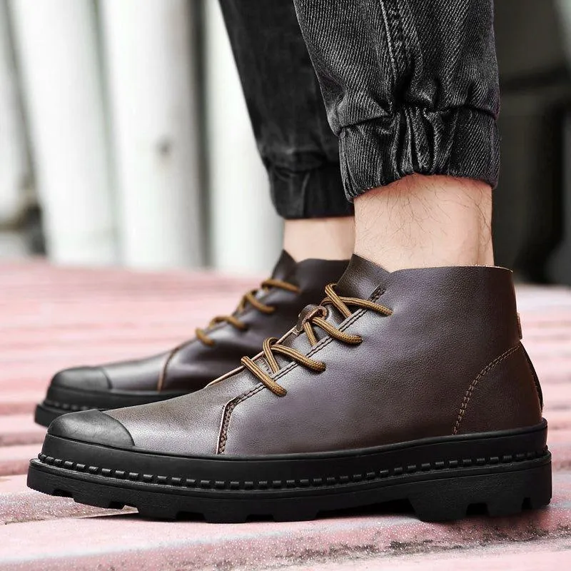 Breathable Leather Business Sneakers Boots Men's Casual Shoes JOS1011