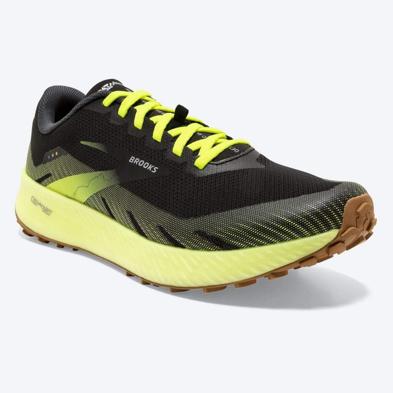 Brooks Mens Catamount Speed Trail Sneakers Shoes Running - Black/Yellow