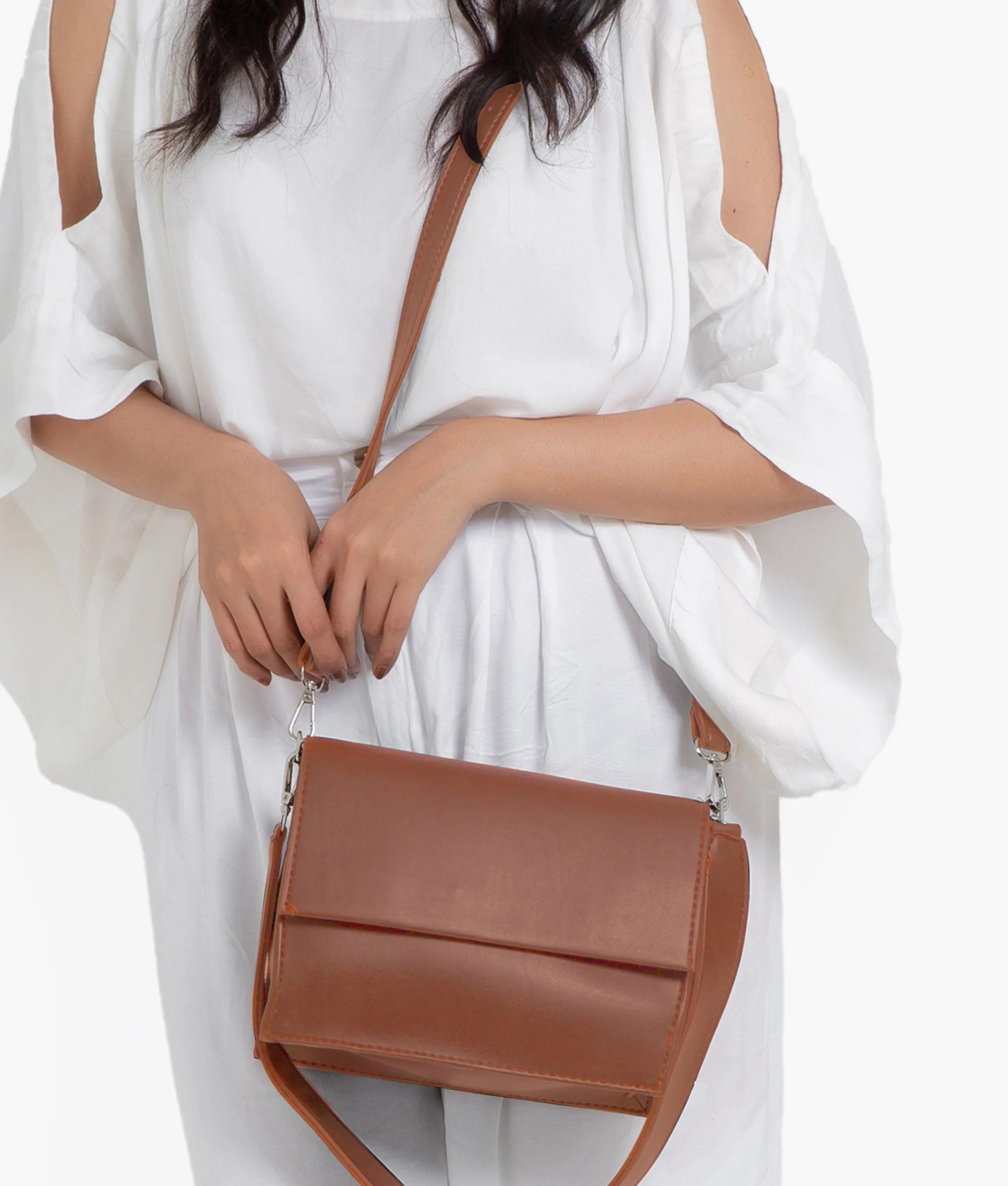 Brown mini cross-body bag