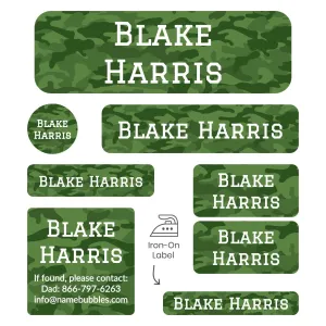 Camo Sleepaway Camp Labels Pack