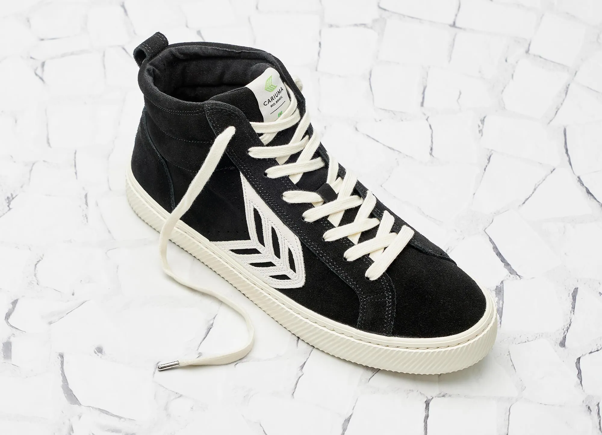 CATIBA High Black Suede Ivory Logo Sneaker Men