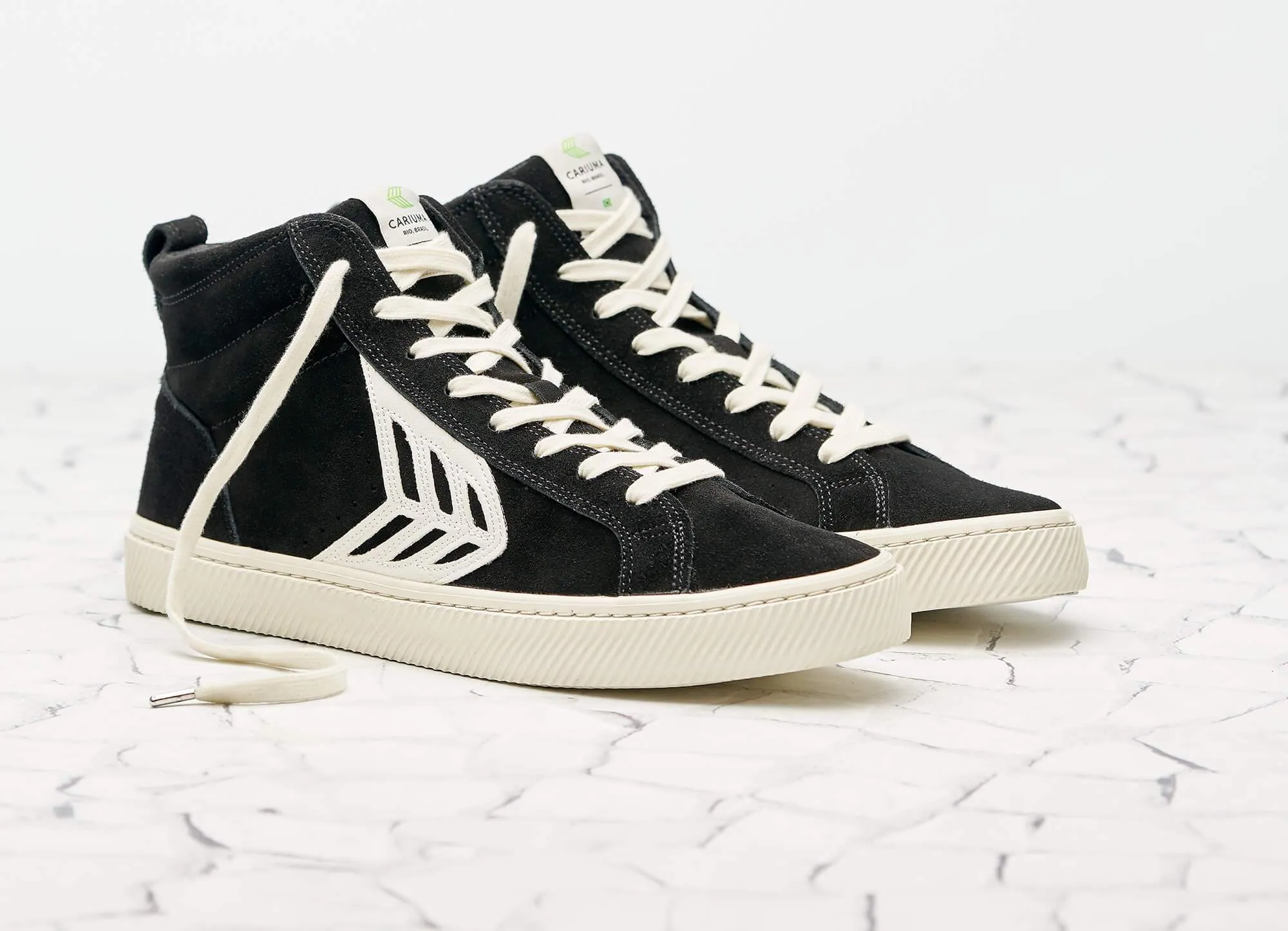 CATIBA High Black Suede Ivory Logo Sneaker Men