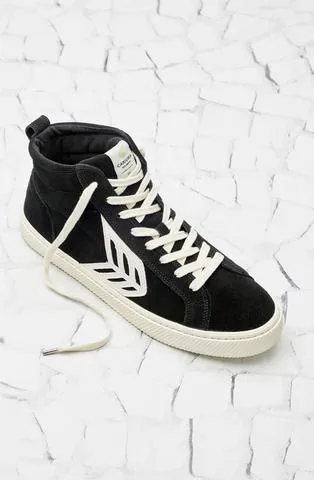 CATIBA High Black Suede Ivory Logo Sneaker Women