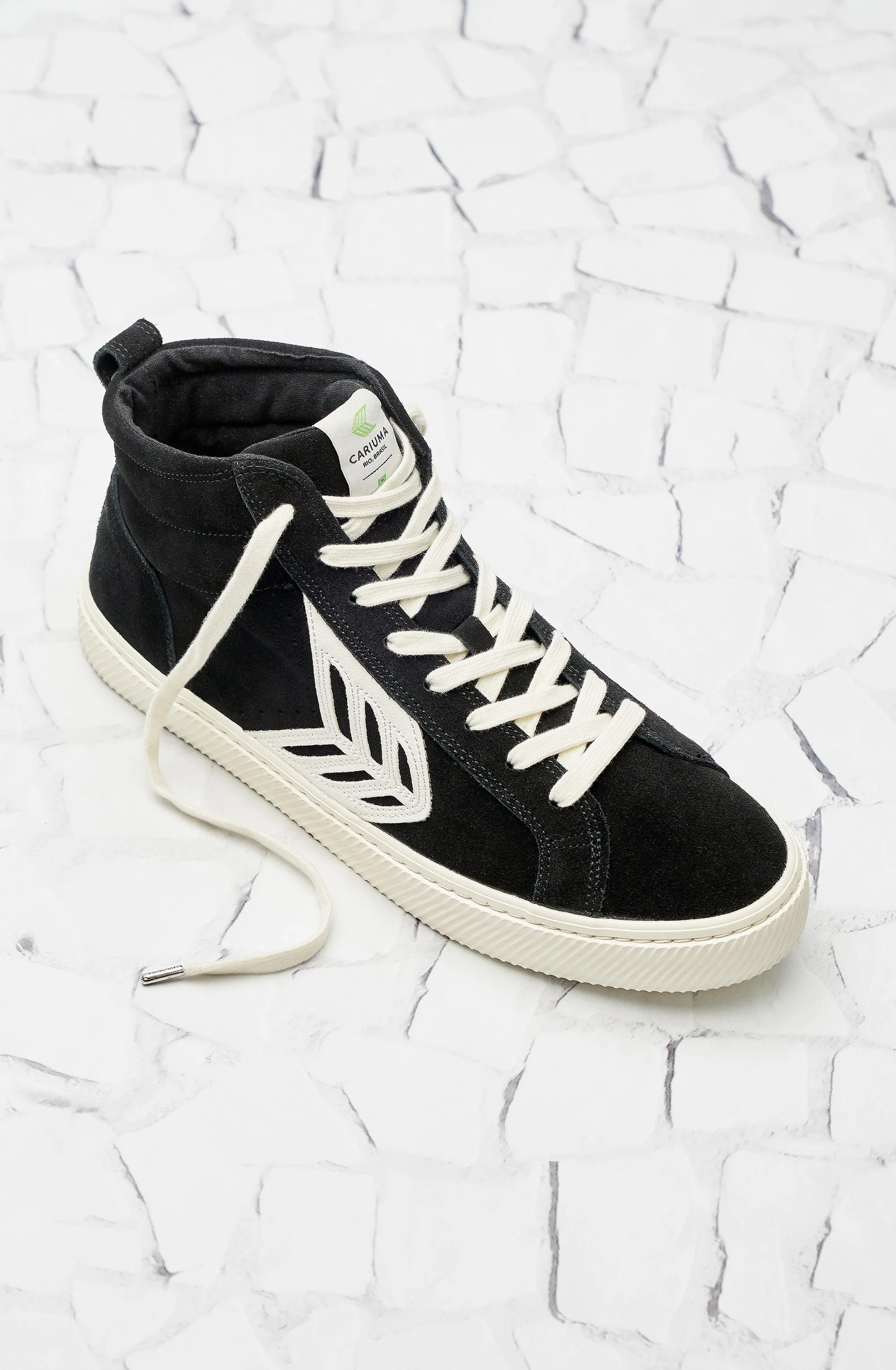 CATIBA High Black Suede Ivory Logo Sneaker Women