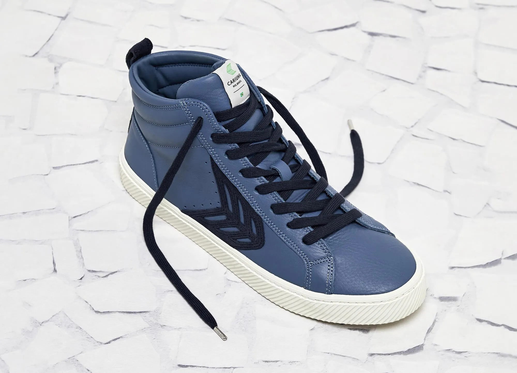 CATIBA High Cloud Blue Premium Leather Navy Logo Sneaker Women