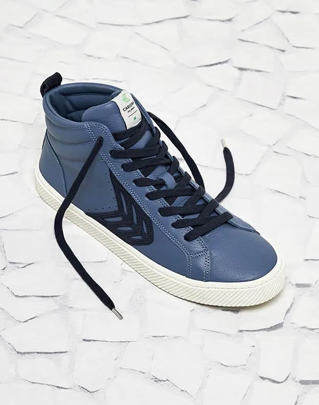 CATIBA High Cloud Blue Premium Leather Navy Logo Sneaker Women