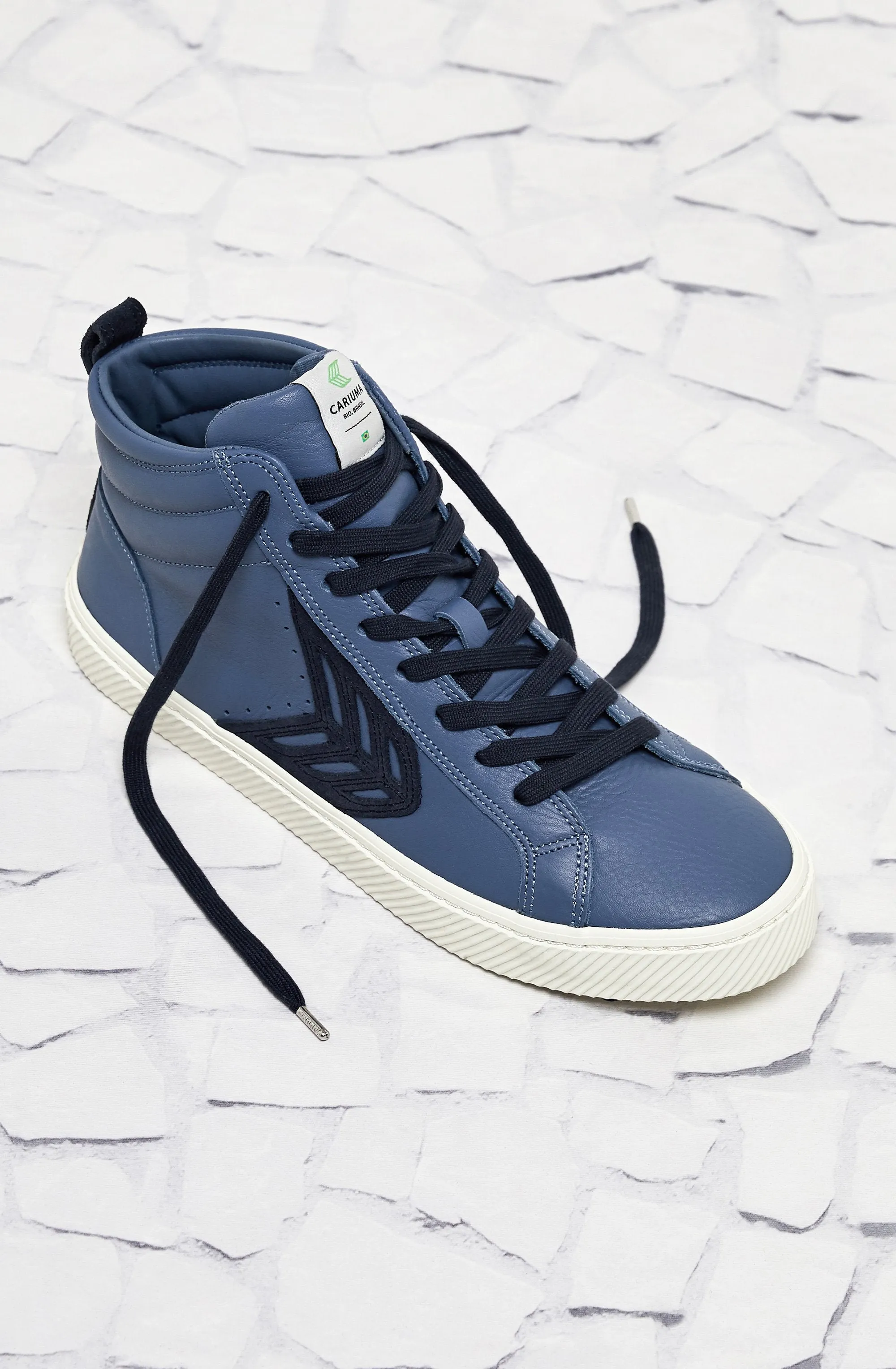 CATIBA High Cloud Blue Premium Leather Navy Logo Sneaker Women