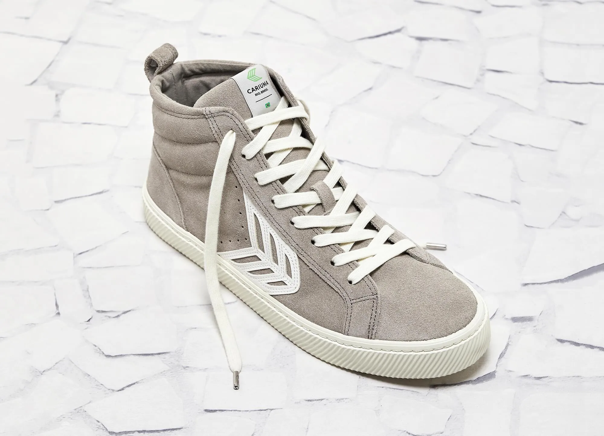 CATIBA High Cloud Grey Suede Ivory Logo Sneaker Women