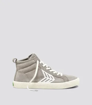 CATIBA High Cloud Grey Suede Ivory Logo Sneaker Women