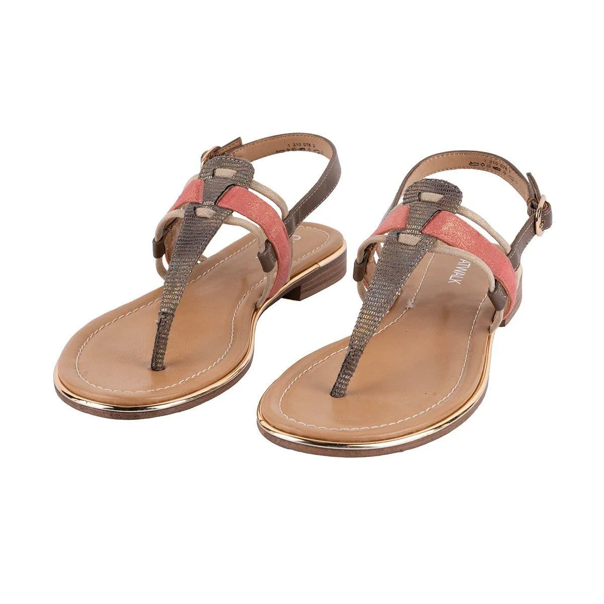 Catwalk Strap Flat Sandals Fabric Multicolour Colour For Women