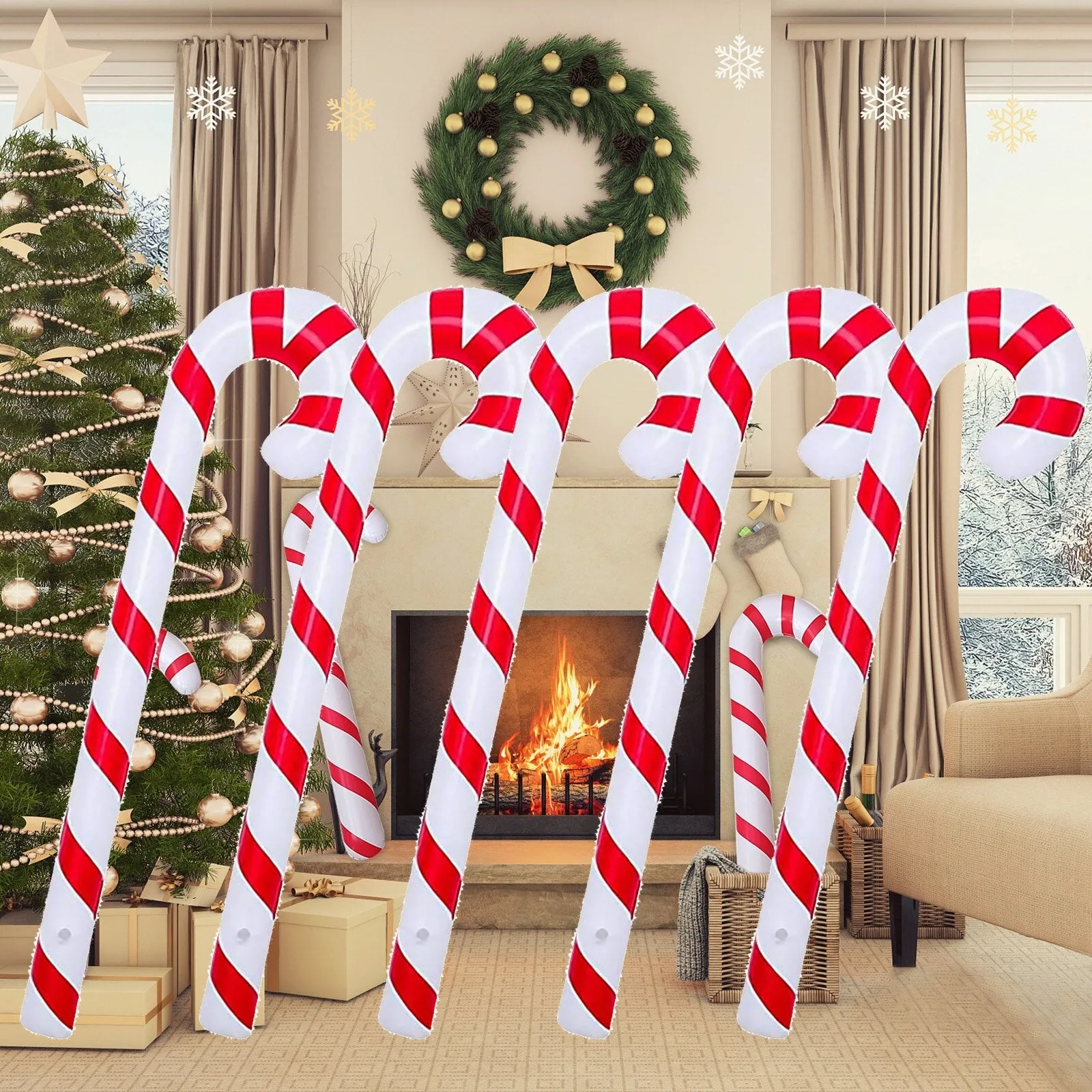 Christmas Blow Up Candy Canes - Inflatable Candy Canes for Christmas Decoration