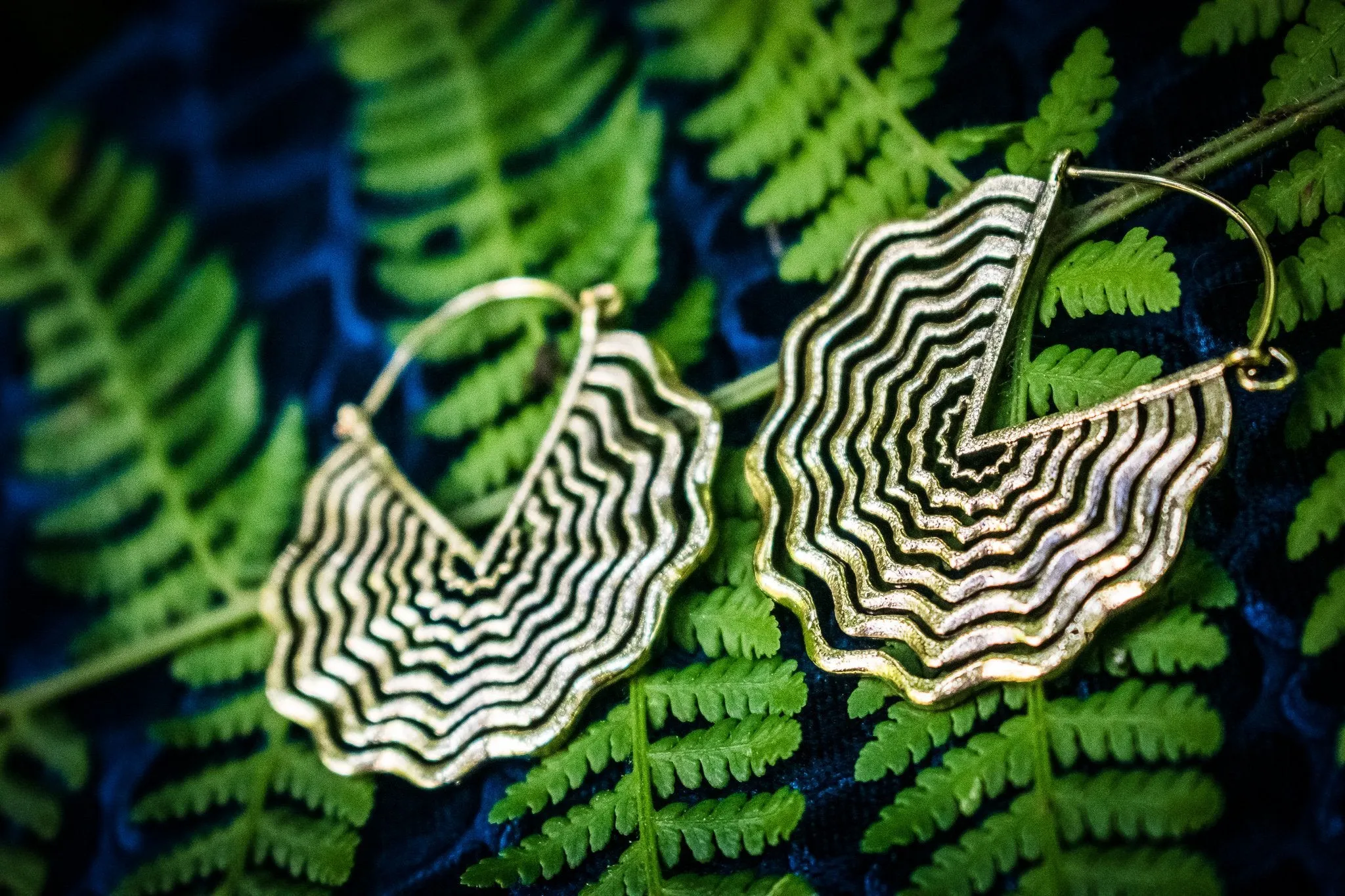 Cobweb Hoop - Brass Earings