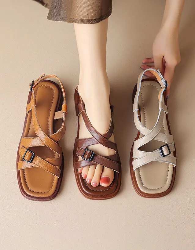 Comfortable Cross Straps Flat Sandals Slingback