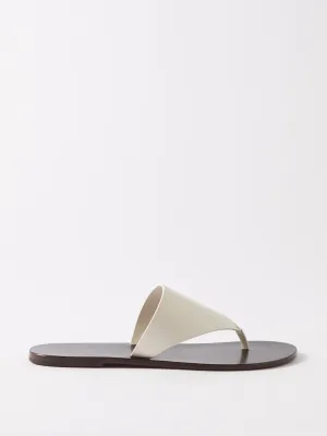 Cream leather flat sandals