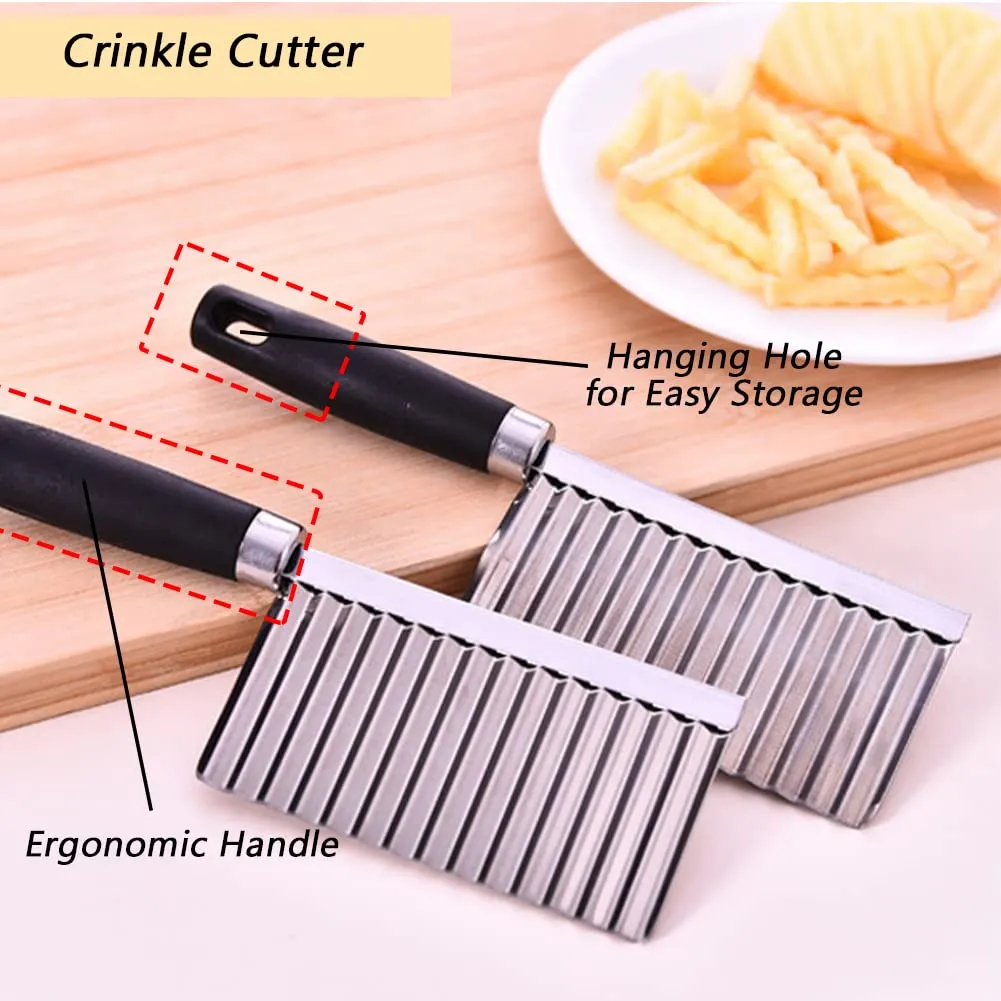 Crinkle fries cutter knife with handle - stainless steel high quality