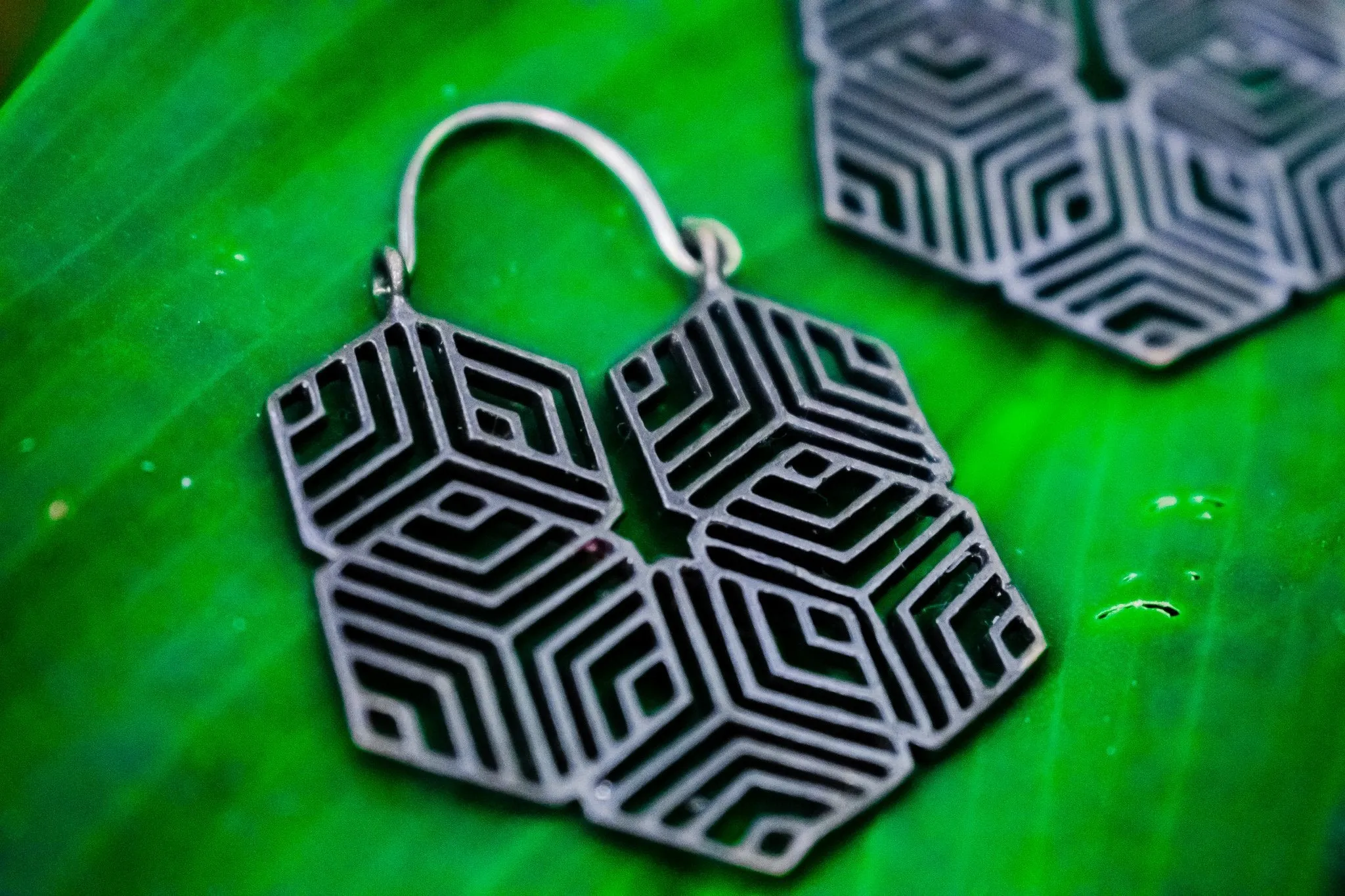 Cubist Hoop - Gunmetal Earings