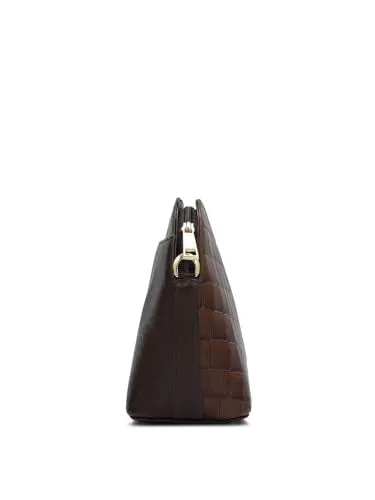 Da Milano Genuine Leather Brown Sling Bag (01524) (Small)