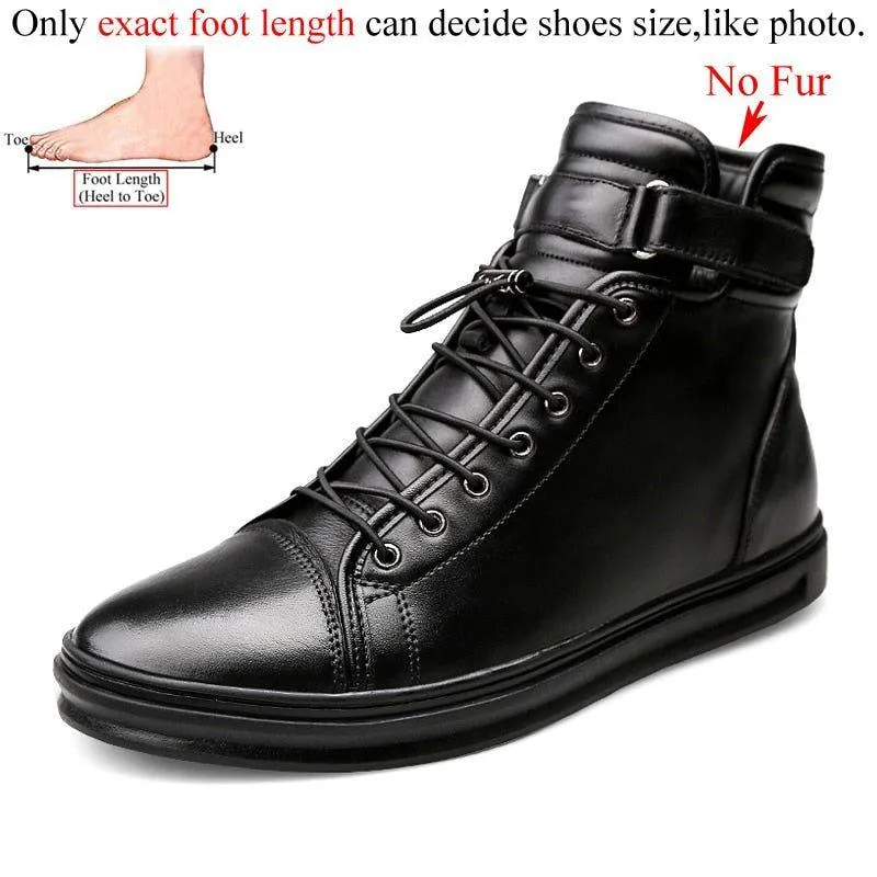 DM340 Men's Casual Shoes - Ankle Black Leather Boots Sneakers