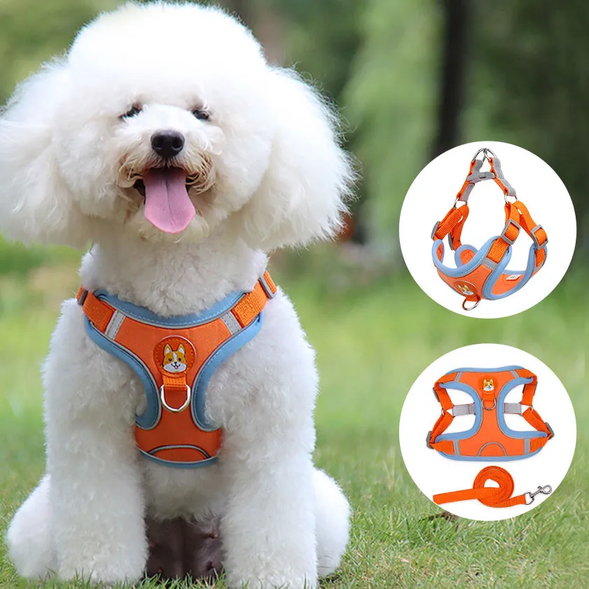 Dog Harness Cat Harness Reflective Dogs Leash's Soft Mesh Chest Strap | Brodtica.com