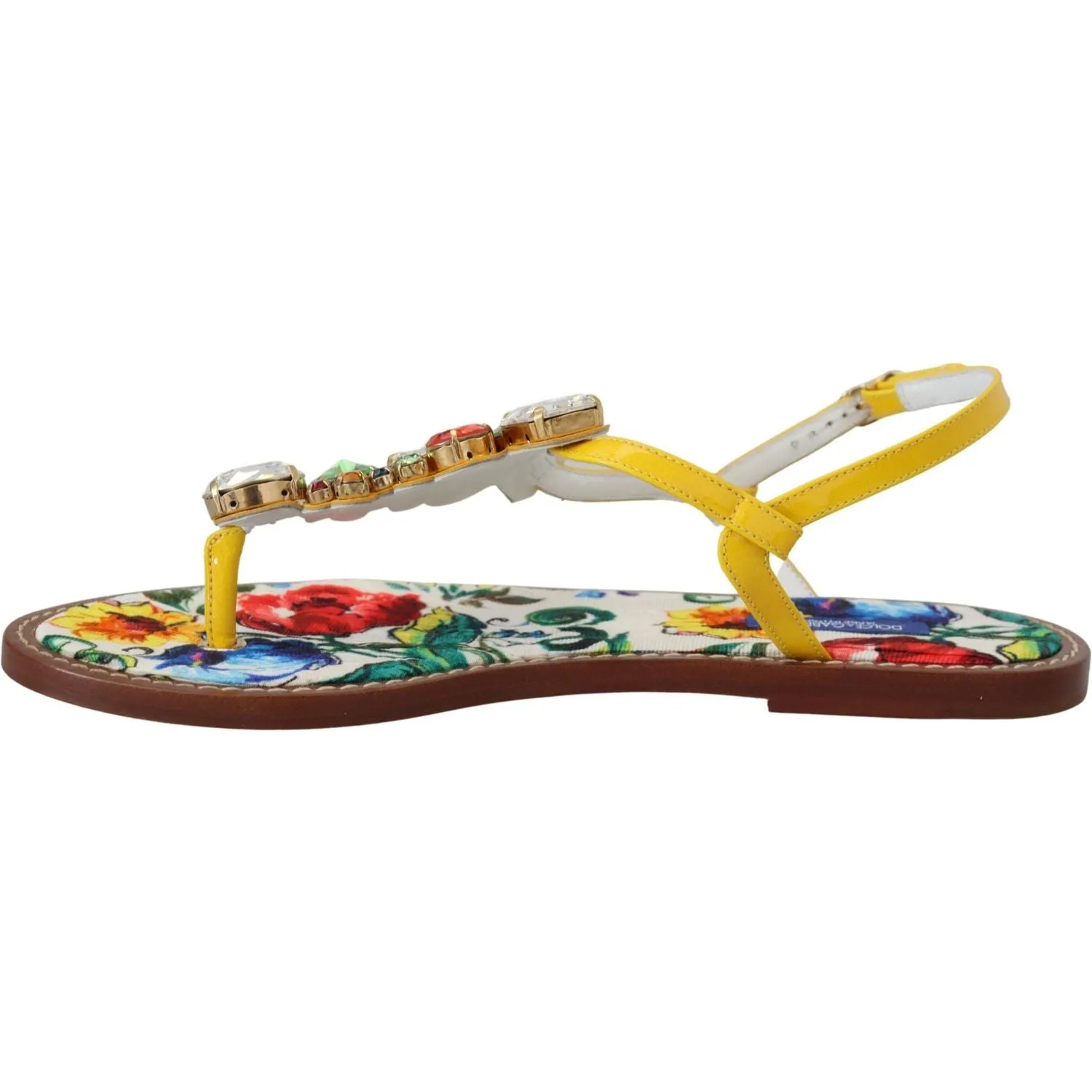 Dolce & Gabbana Majolica Crystal Embellished Leather Sandals