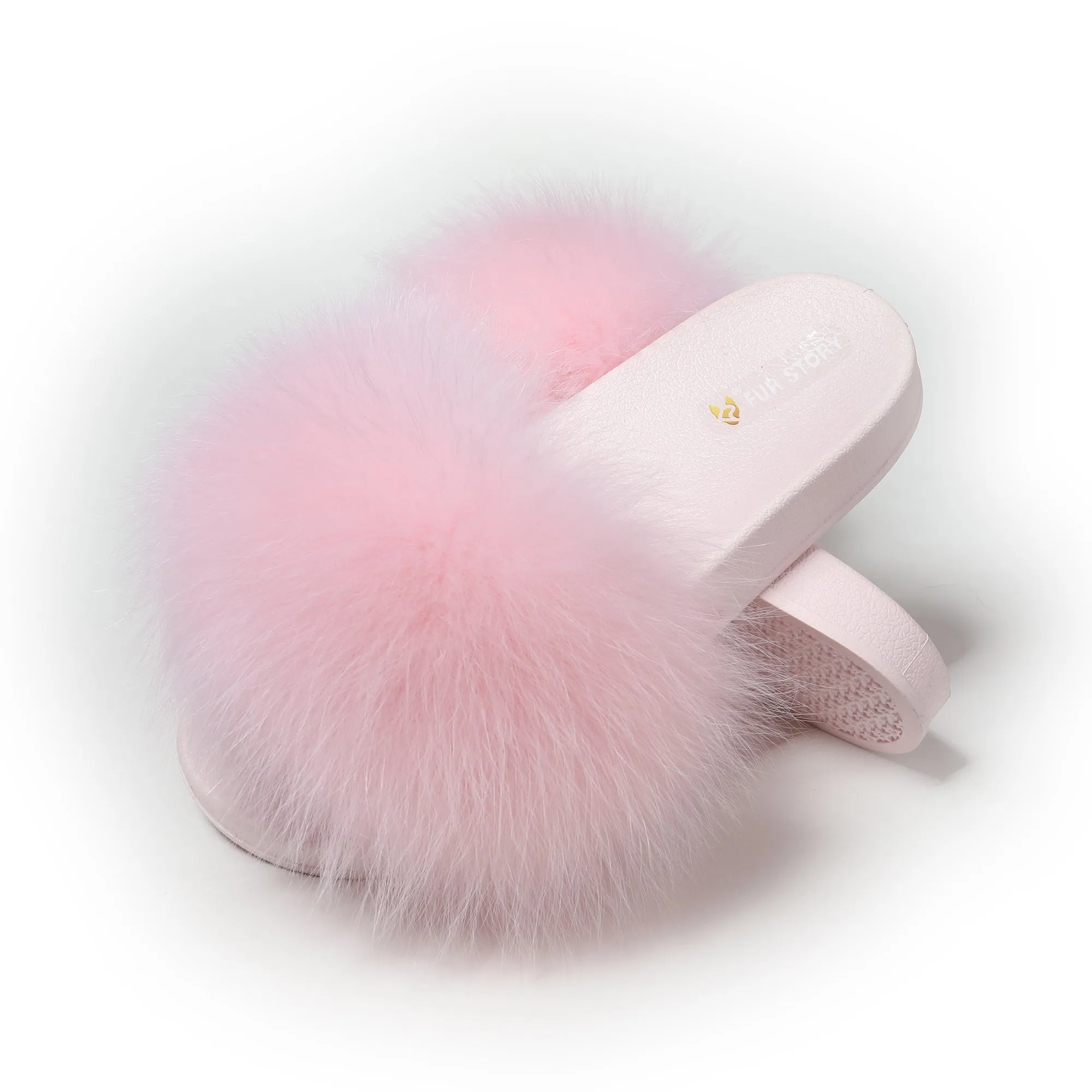 Fluffy Slides Furry Slipper Sandals (Flat-Solid color)