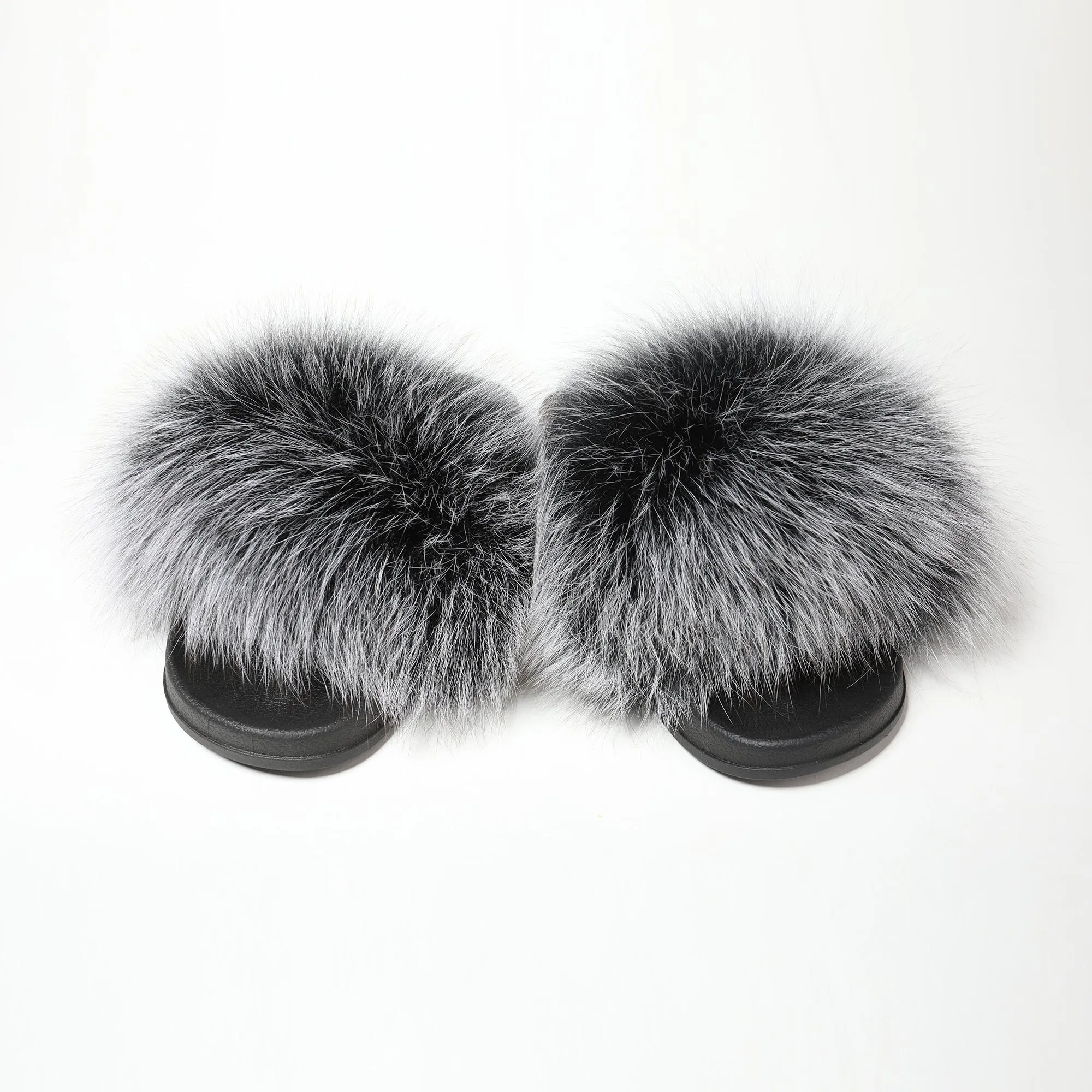 Fluffy Slides Furry Slipper Sandals (Flat-Solid color)