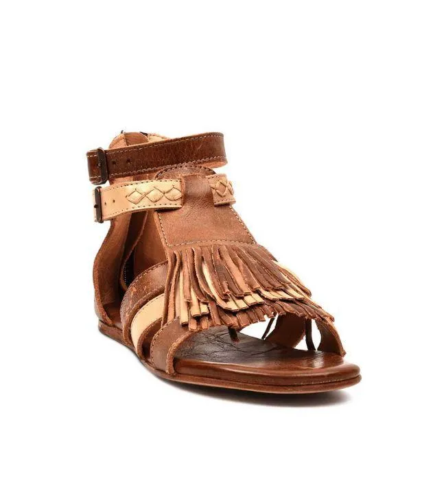 Fringed Belt Buckle Open Toe Hollow Flat Sandals