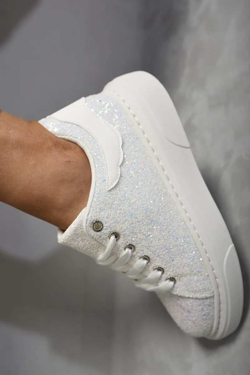 Glitter Lace Up Slip On Trainers