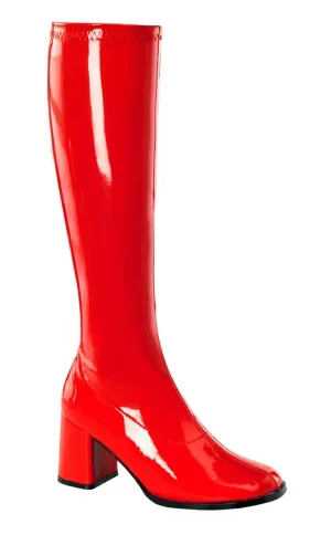 GOGO-300 Red Stretch Patent Gogo Boots