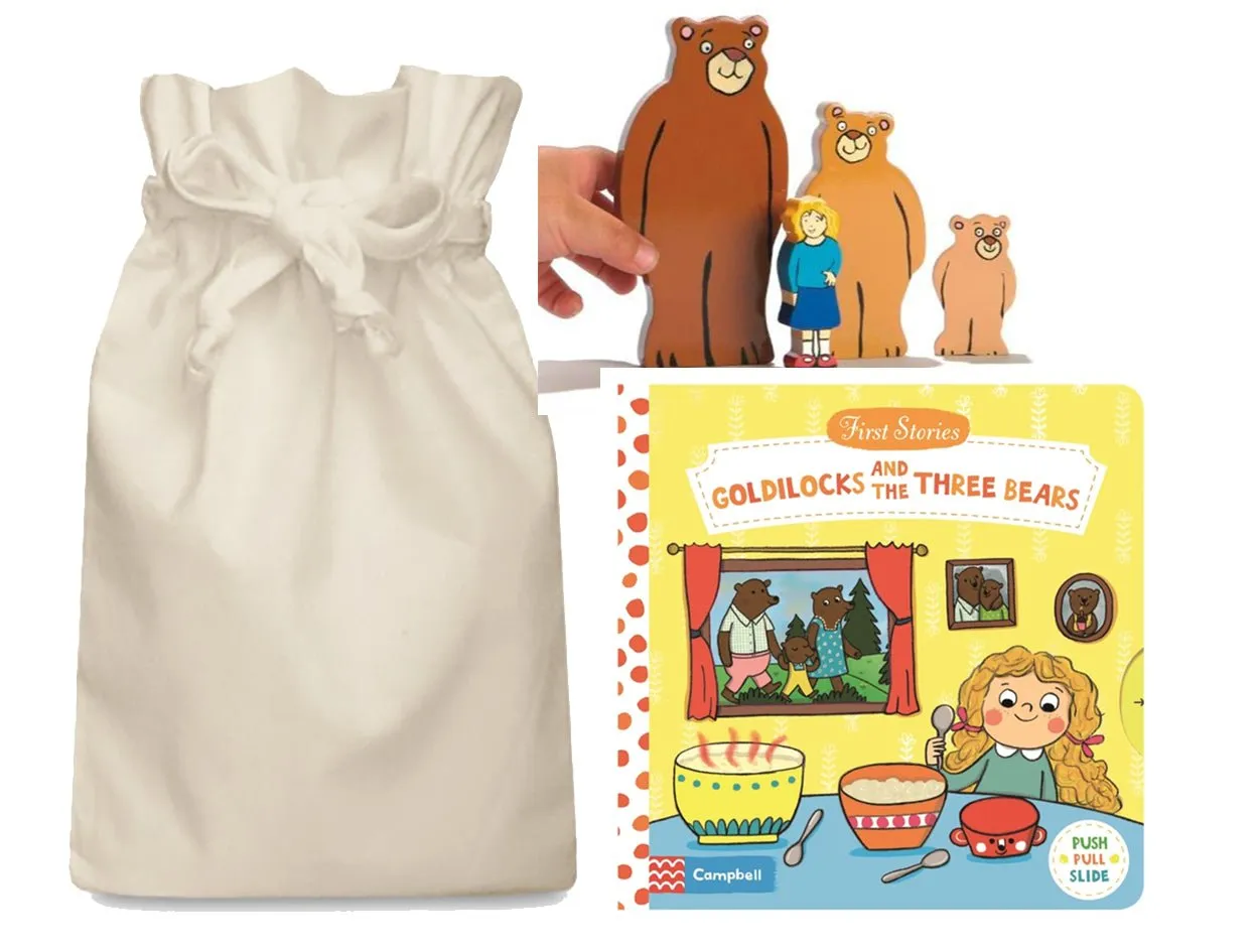 Goldilocks and the Three Bears Story Sack with Yellow Door Wooden Characters