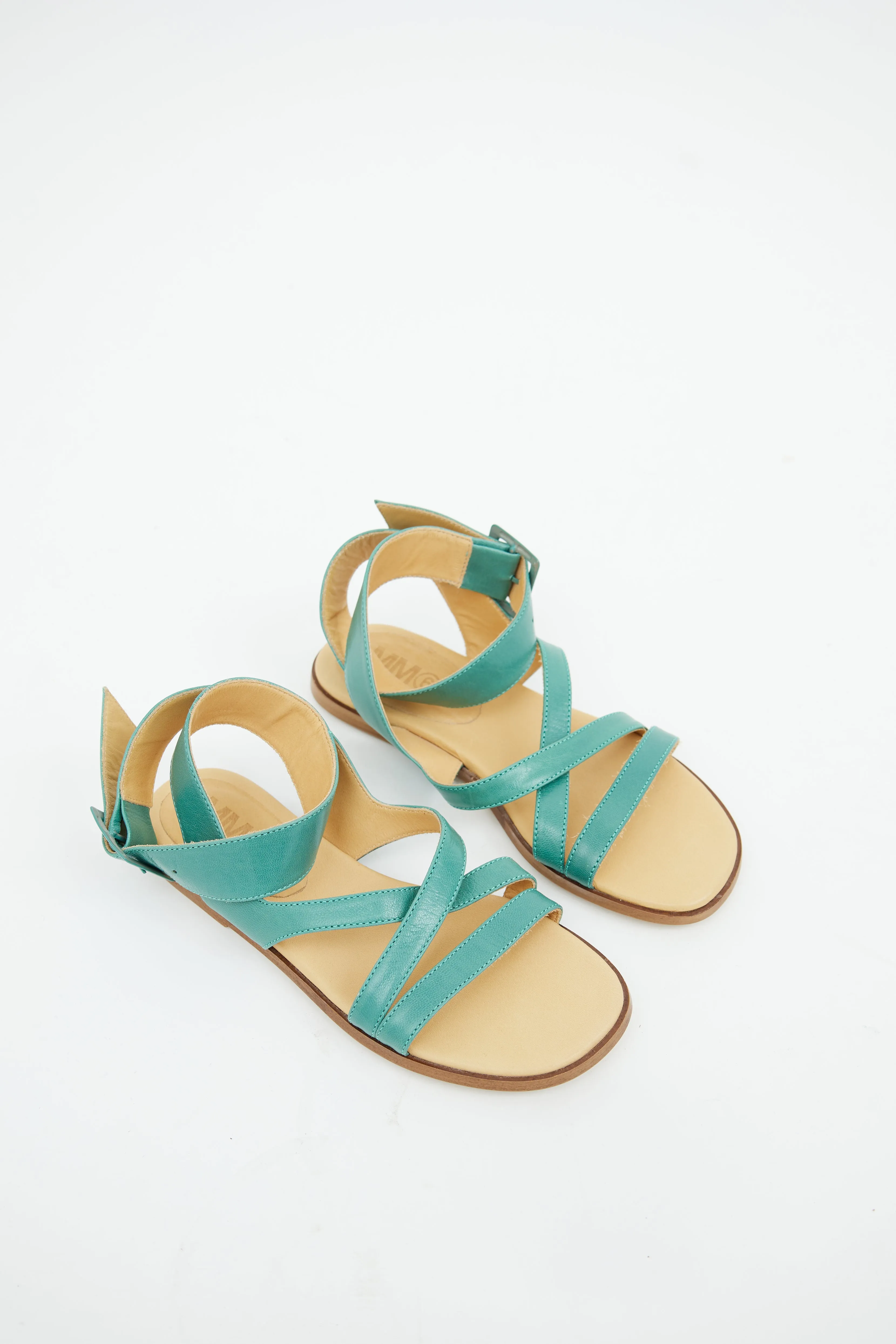 Green Buckle Flat Sandal