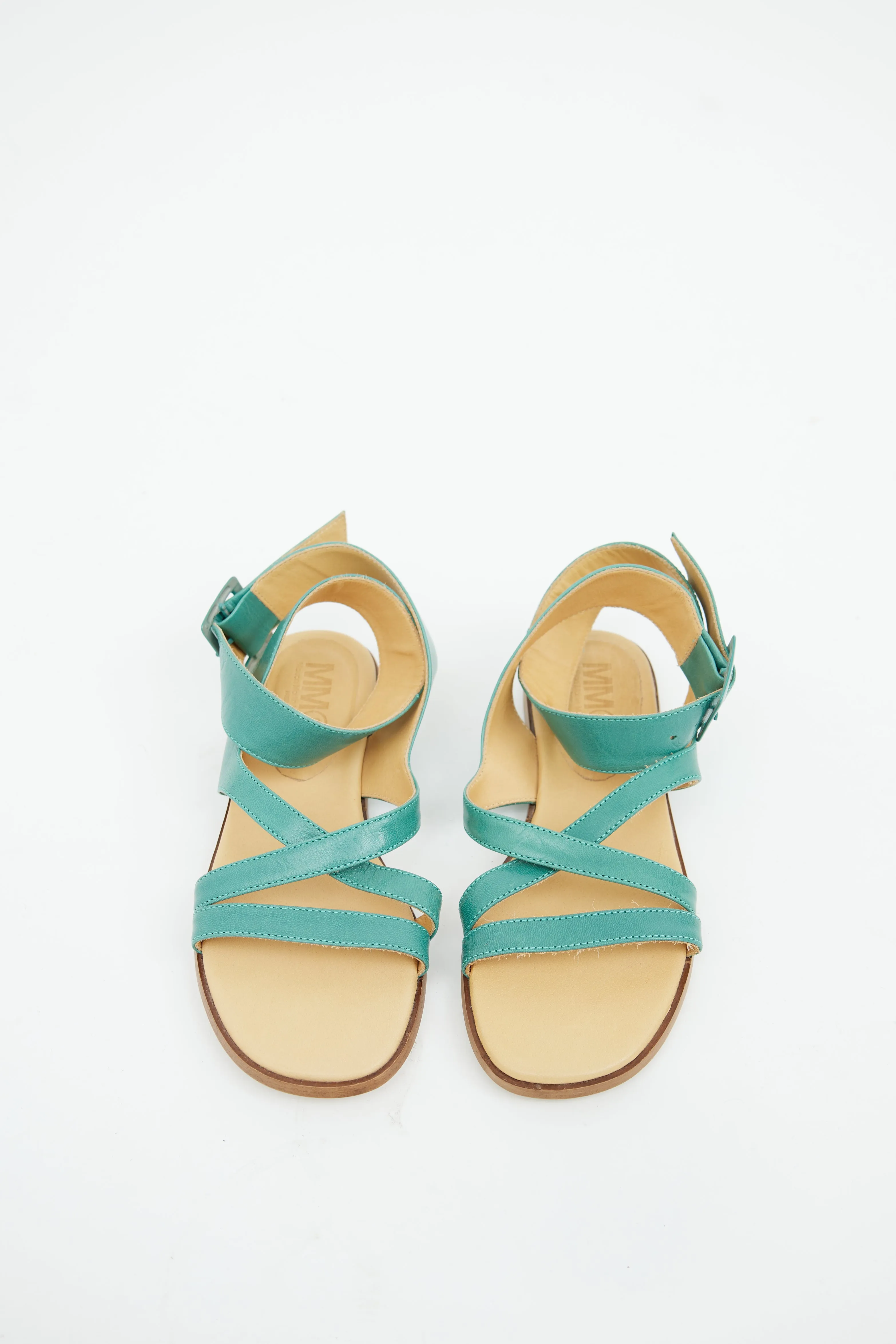 Green Buckle Flat Sandal