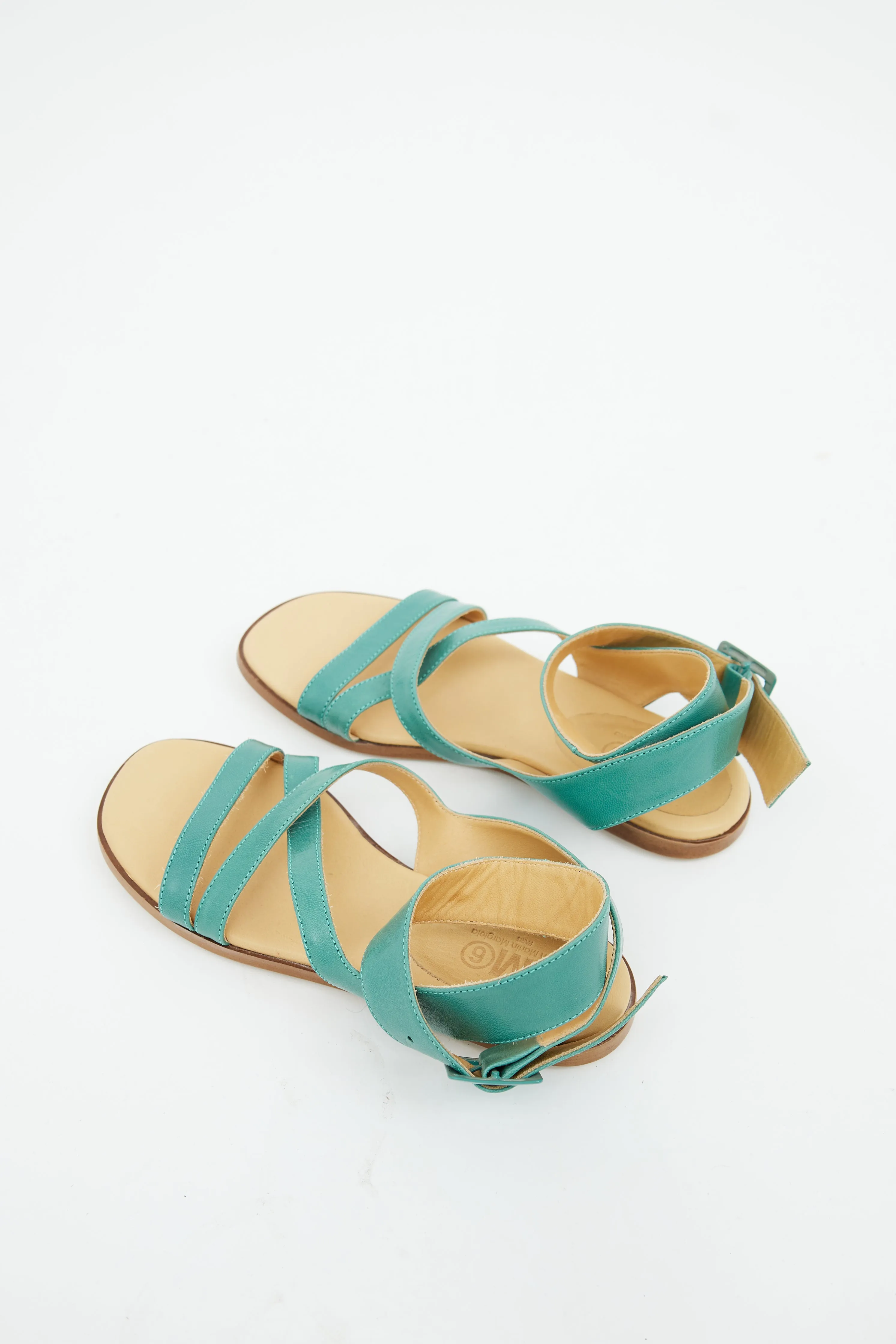 Green Buckle Flat Sandal