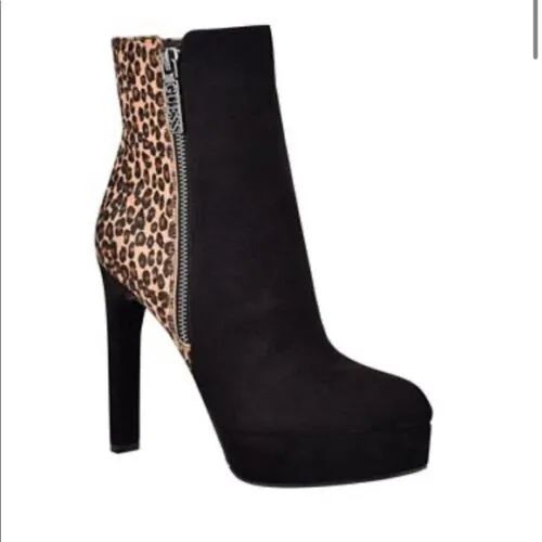 GUESS Dejah Suede Platform Ankle Boot Heels