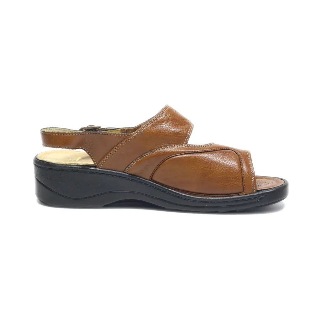 Hallux Flat Sandals Leather Brown Colour For Women