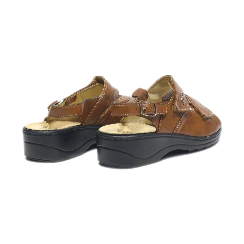 Hallux Flat Sandals Leather Brown Colour For Women