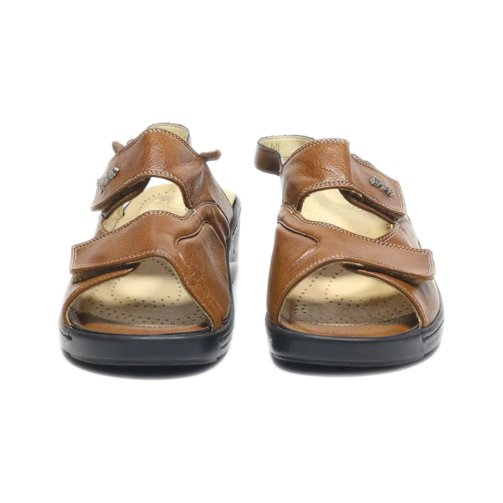 Hallux Flat Sandals Leather Brown Colour For Women