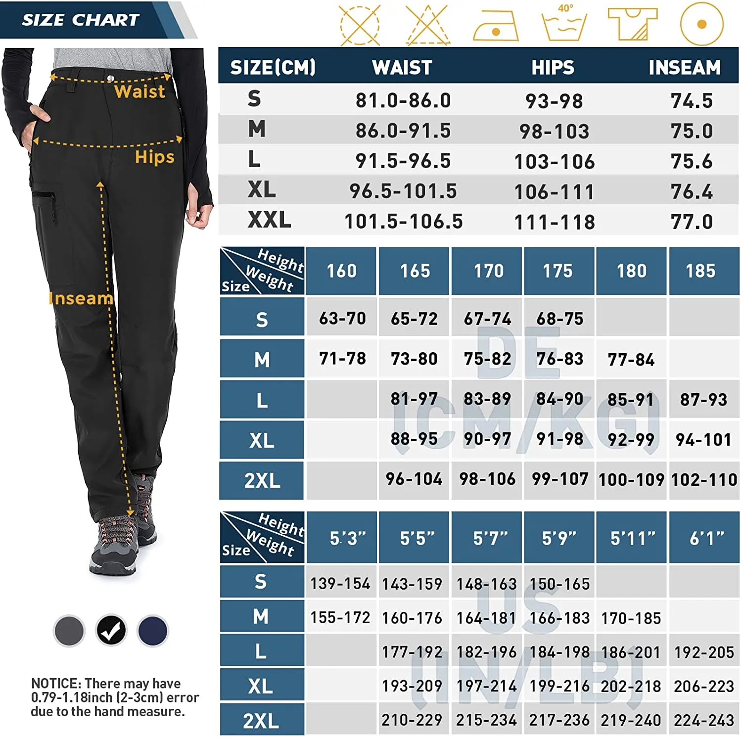 Hiauspor Damen-Wanderhose-Skihose-Wasserdicht-Outdoorhose-Trekkinghose-Warm-Winter