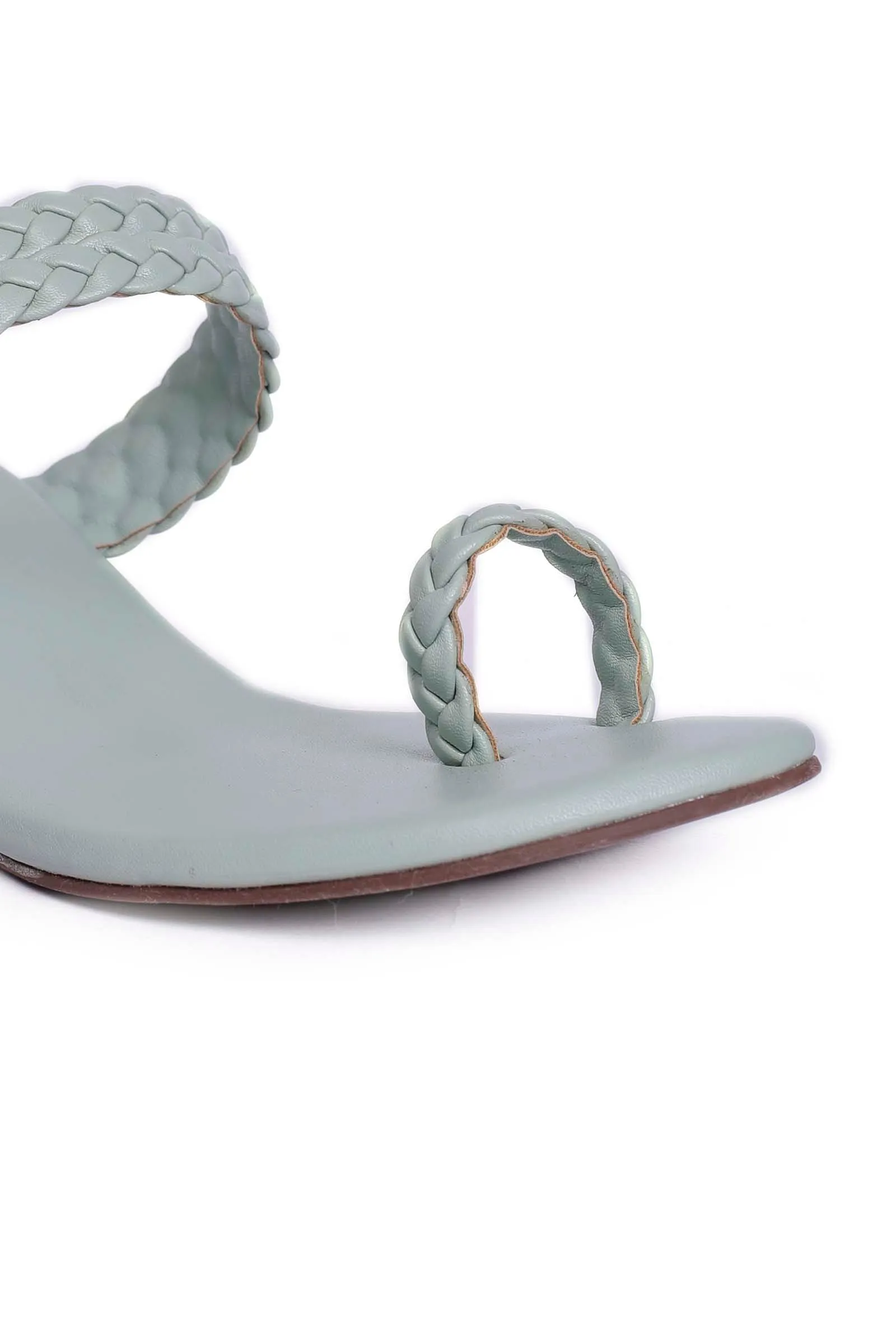 Ice Blue Knotted Cruelty Free Leather Sandals