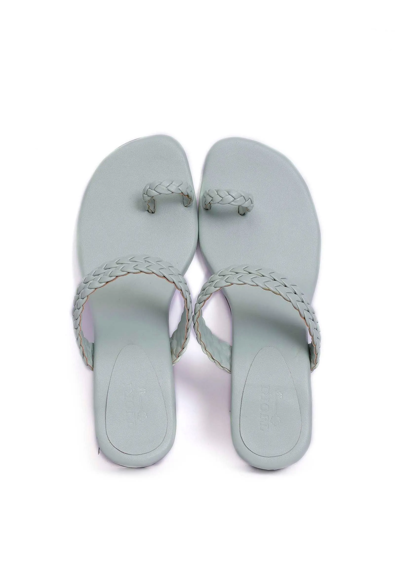 Ice Blue Knotted Cruelty Free Leather Sandals