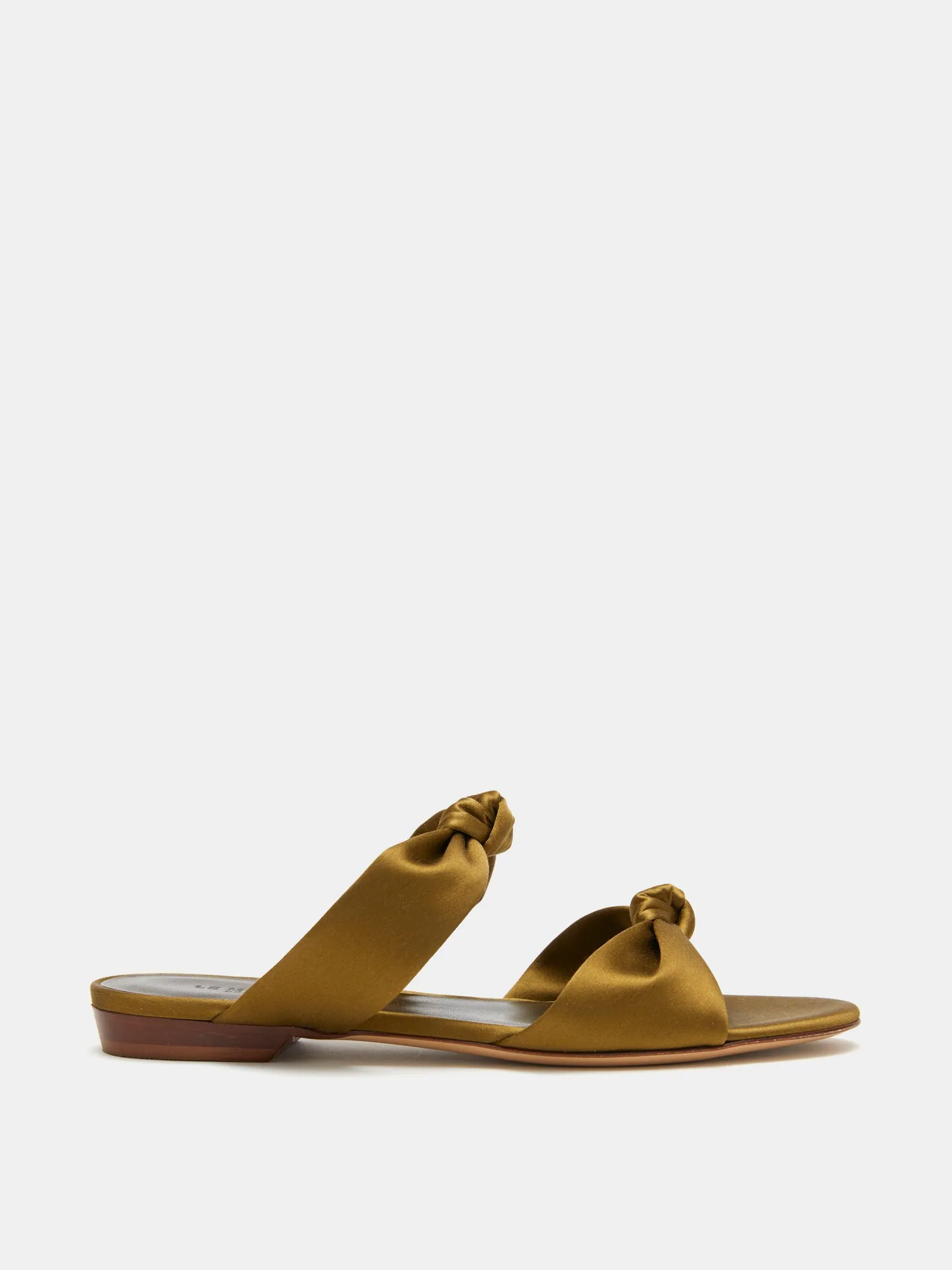 Knot Sandal Flat / Green Satin